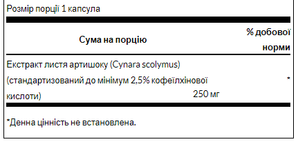 Artichoke Extract Standardized 250 mg - 60caps dsn_22099 фото