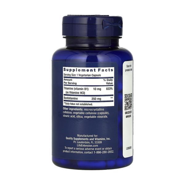 Бенфотиамин, Mega Benfotiamine, Life Extension, 250 мг, 120 капсул на растительной основе dsn_28012 фото
