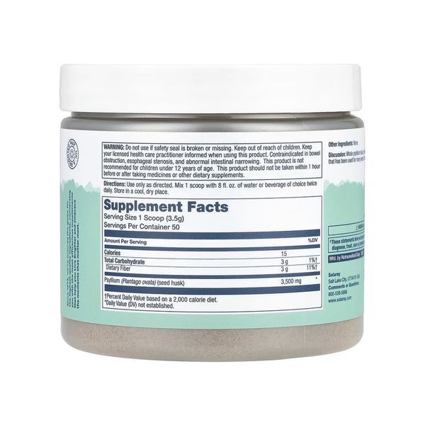 Psyllium Husk Fiber Powder - 175g Unflavored Solaray dsn_30938 фото