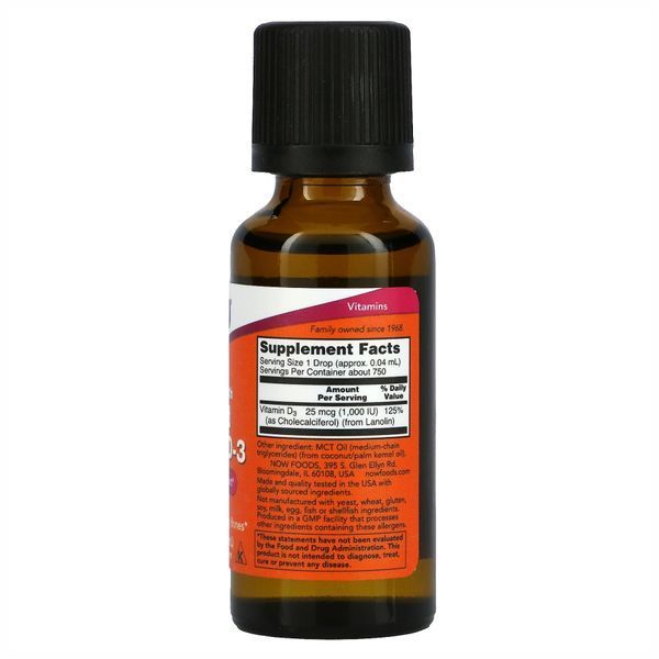 Liquid Vitamin D-3 - 30ml (1fl oz) Now Foods dsn_22523 фото