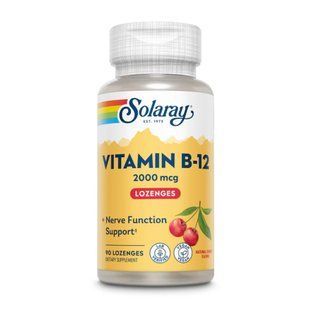 Vitamin B-12 2000mcg - 90 lozenges Natural Cherry Solaray dsn_26884 фото