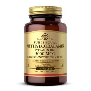 Витамин В12 (метилкобаламин), Methylcobalamin (Vitamin B12), Solgar, сублингвальный, 5000 мкг, 60 таблеток dsn_29345 фото