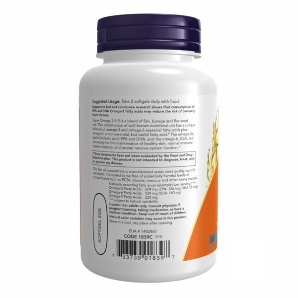Super Omega 3-6-9 1200 mg - 180 sgels Now Foods / Супер Омега 3-6-9 dsn_18409 фото