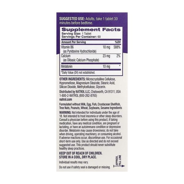 Advanced Sleep Melatonin 10mg - 60 tab NATROL dsn_31467 фото
