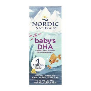 Рідкий жир для дітей+D3 Nordic Naturals (Baby's DHA) 60 мл dsn_31113 фото
