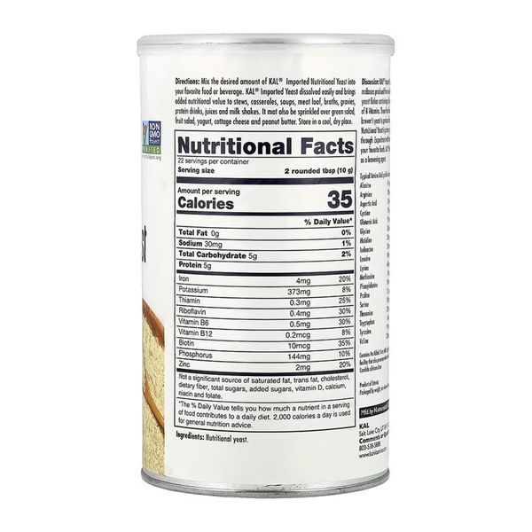Харчові дріжджі, дрібні пластівці, Imported Nutritional Yeast Fine Flakes, KAL, 78 унції (220 г) dsn_30933 фото