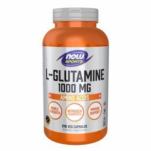 L-глютамин, L-Glutamine, Now Foods, Sports, двойной силы, 1000 мг, 240 вегетарианских капсул dsn_25585 фото