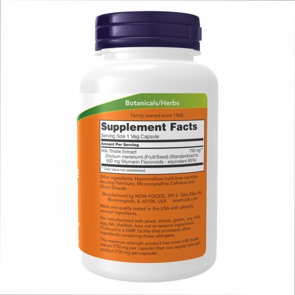 Екстракт розторопші Now Foods Milk Thistle Extract 750mg Silymarin 600mg - 90 vcaps dsn_24291 фото