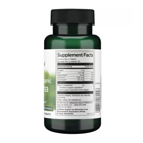 Certified Organic Spirulina 500mg - 180 tabs dsn_28271 фото
