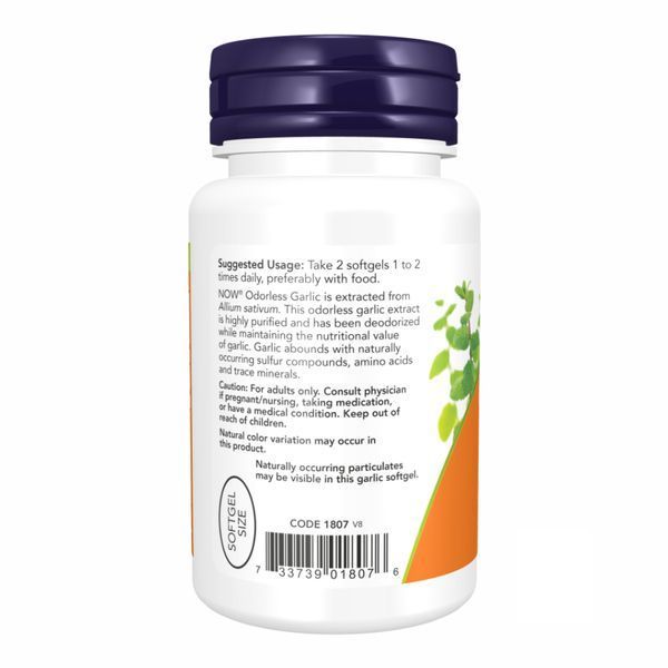 Odorless Garlic - 100 sgels Now Foods dsn_18406 фото