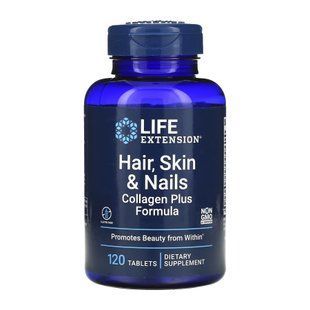 Life Extension Hair, Skin & Nails Collagen / Пептиды коллагена для волос, кожи и ногтей 120 табл dsn_26369 фото