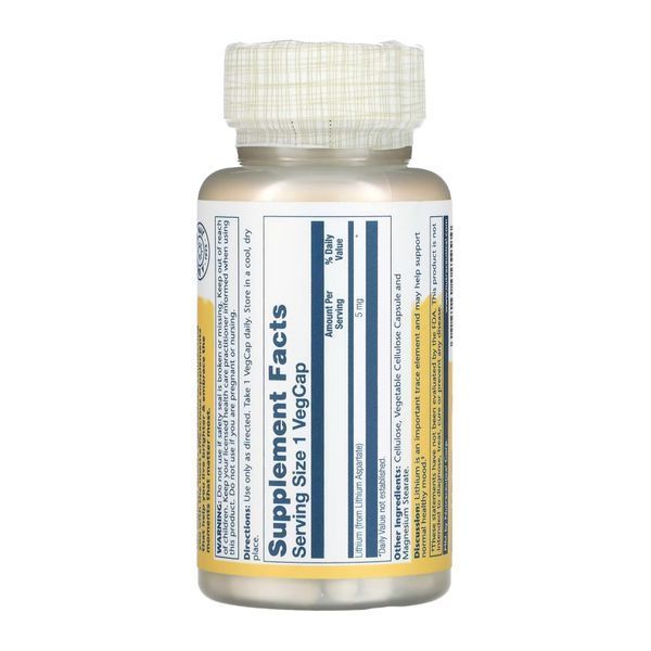 Lithium Aspartate 5mg - 100 vcaps Solaray dsn_28321 фото