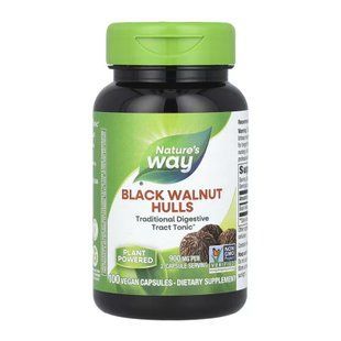Черный орех, Black Walnut Hulls, Nature's Way, скорлупа, 900 мг, 100 веганских капсул (450 мг на капсулу) dsn_23585 фото